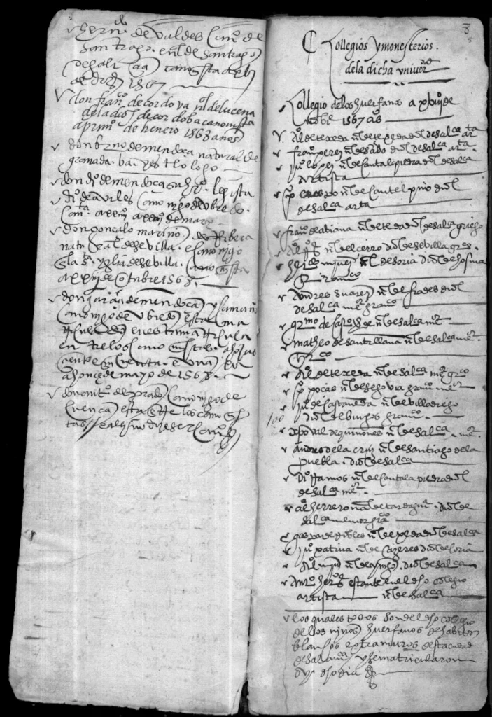 Libro de matrículas siglo xvi archivo histórico Universidad de Salamanca
