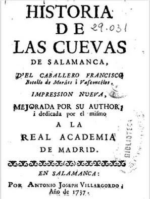Portada de la novela Historia de las cuevas de Salamanca
